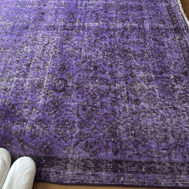 超大判167×253 パープルオーバーダイ ボタニカル トルコヴィンテージ