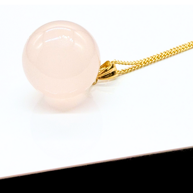 ラス1 アウトレット K18 17mm まんまる ローズクォーツ/紅水晶 天然石 
