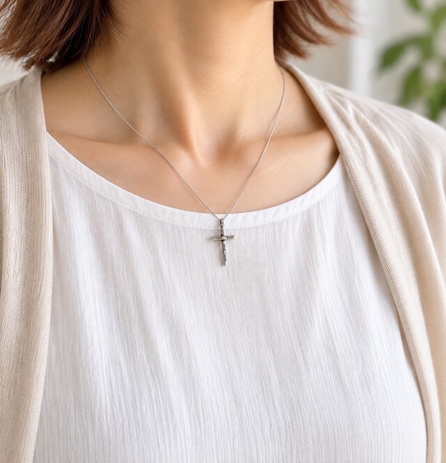 カレンシルバー ネックレス シルバーネックレス シンプルデザイン カレンシルバー 十字架ネックレス｜シンプルクロス｜お守りジュエリー