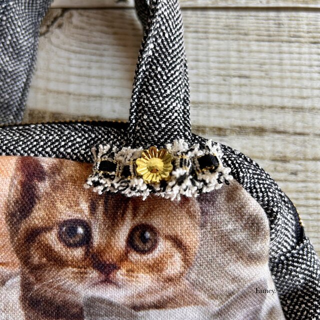 大人かわいい猫ちゃんたちのミニボストンバッグ 小物入れ バッグイン