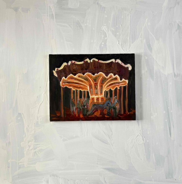 油彩画 「夜のメリーゴーランド7」｜アート 絵画 原画 32×41cm F6