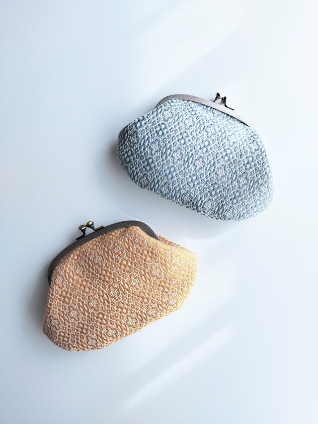 手織りオーバル型ポーチ〈blue round cross〉 | iichi 日々の暮らしを