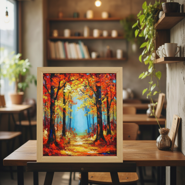 秋の贈り物｜油彩画 油絵「紅葉の回廊」壁掛け 絵画 インテリア アート