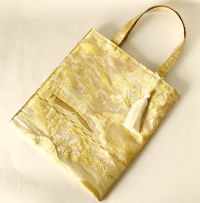 和装用ハンドバッグ 花柄 金箔仕上げ 葵バッグ「花唐草金襴」｜和装バッグ 着物用バッグ