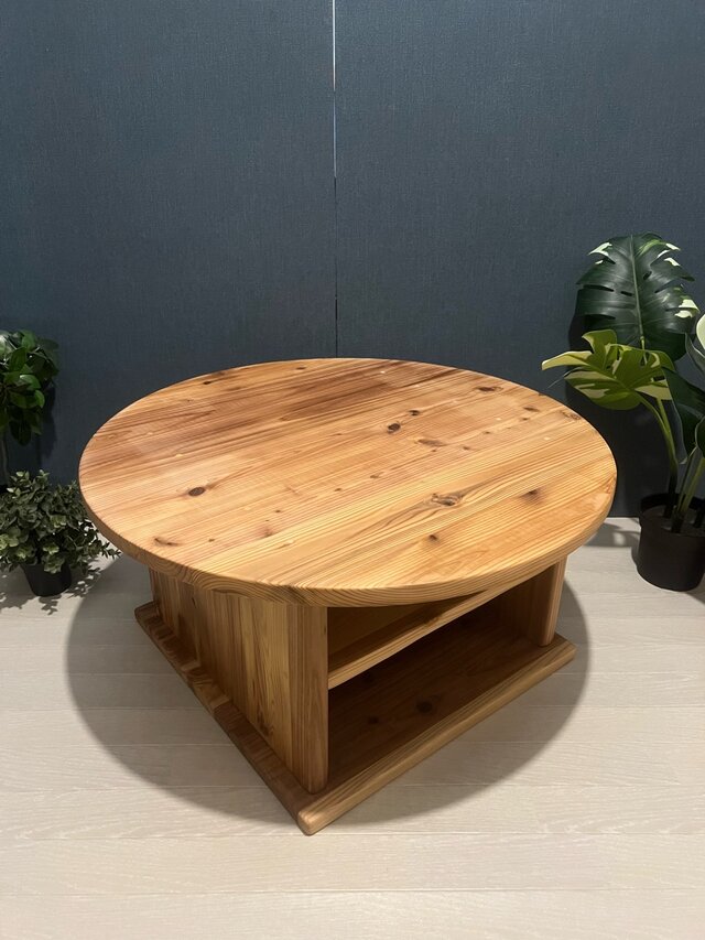 送料無料】 ローテーブル 丸形 70cm 杉 ナチュラル 棚付き | iichi