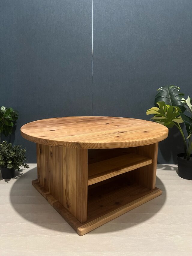 送料無料】 ローテーブル 丸形 70cm 杉 ナチュラル 棚付き | iichi