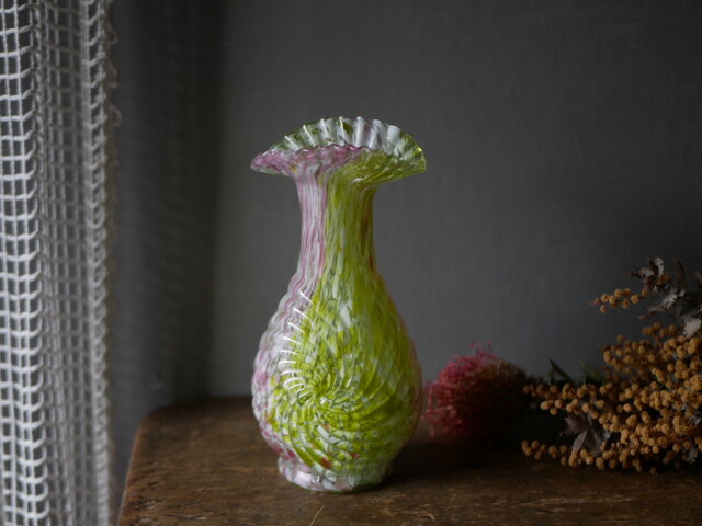 クリシー 花瓶 花器 イエローべース フランスヴィンテージ ブロカント