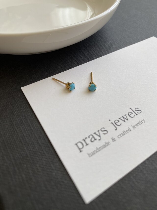 14kgf Vintage Turquoise Pierced ヴィンテージスワロフスキー
