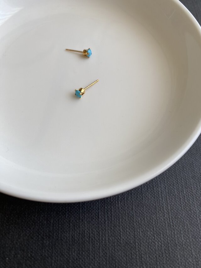 14kgf Vintage Turquoise Pierced ヴィンテージスワロフスキー