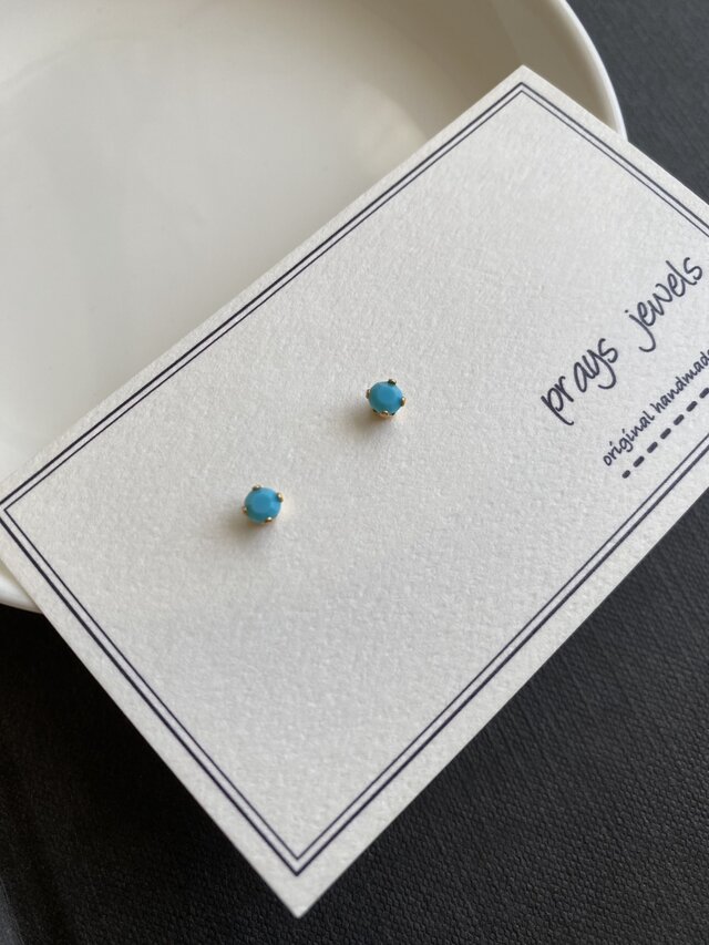14kgf Vintage Turquoise Pierced ヴィンテージスワロフスキー