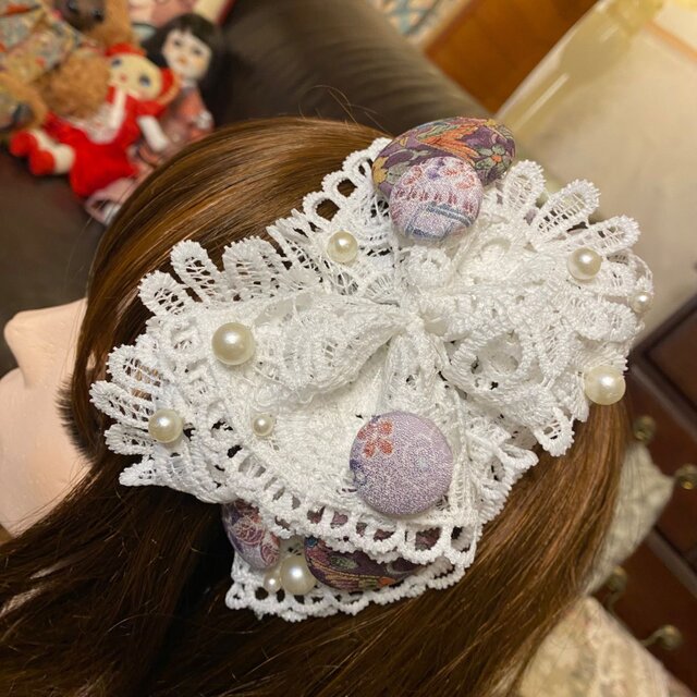 着物リメイク ヘッドドレス カチューシャ ヘアアクセサリー 和洋折衷