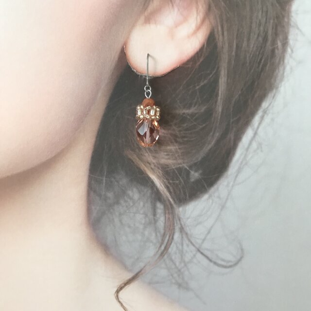 ツイスト ガラス ピアス ピンク さくら色 桜 ペール 春 | iichi 日々の