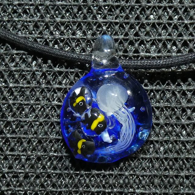 海月、熱帯魚 NO.456（ガラス、とんぼ玉、海、一点物、伝統工芸