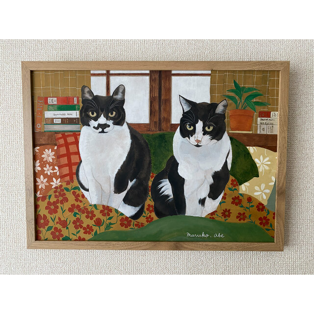 原画「寝床の二匹」＋猫イラスト3枚無料プレゼント！ | iichi 日々の