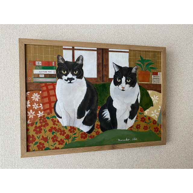 原画「寝床の二匹」＋猫イラスト3枚無料プレゼント！ | iichi 日々の