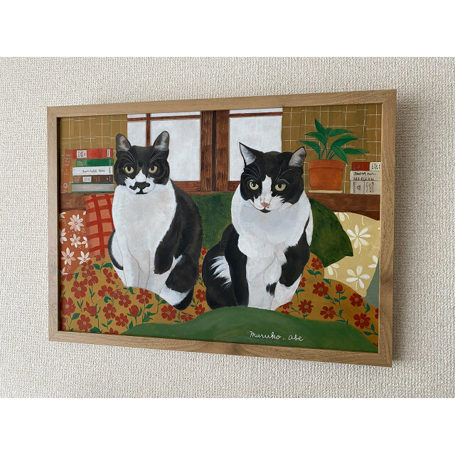 原画「寝床の二匹」＋猫イラスト3枚無料プレゼント！ | iichi 日々の