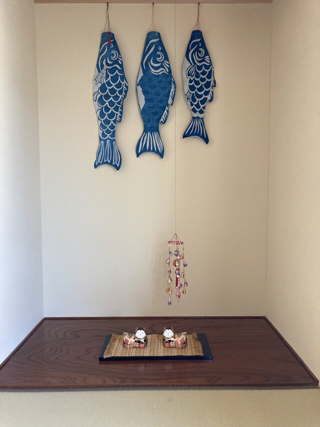 藍染め　鯉のぼり　３体セット　名入れあり　手染め 藍染め鯉のぼり 3体セット 端午の節句 名入れあり | iichi 日々の