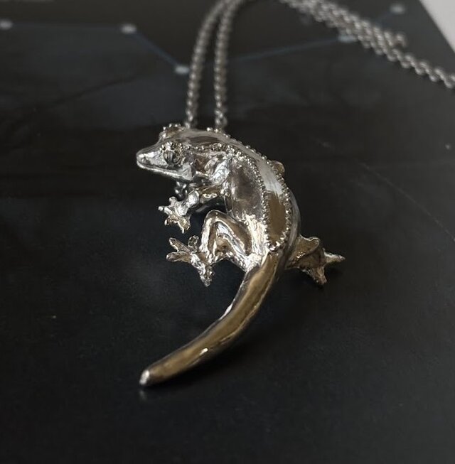 完売【クレステッドゲッコー】ネックレス・ピアス・ピンバッジ・カードセット クレステッドゲッコーのネックレス | iichi 日々の暮らしを心地よく