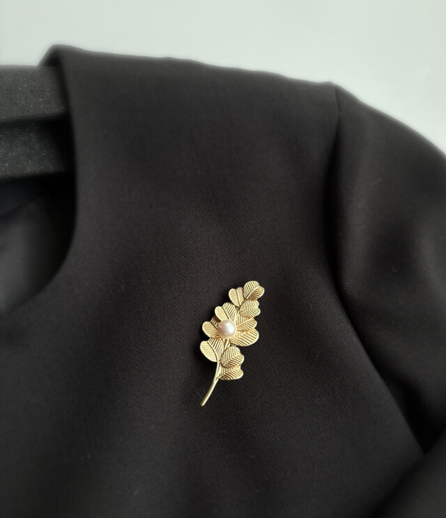 新作ヴィンテージリーフ④パールブローチ あこやパール セレモニー