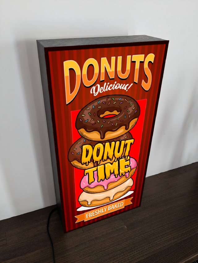 【Lサイズ】ドーナツ お菓子 スイーツ 看板 置物 アメリカン雑貨 ライトBOX Lサイズ】ドーナツ お菓子 パン 洋菓子 スイーツ 店舗 屋台 キッチン