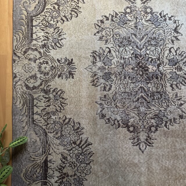 超大判165×265メダリオン ベージュ×グレイ トルコヴィンテージラグ