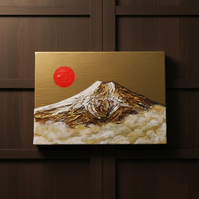 開運インテリア】油彩画「黄金富士に旭日」SM号 | iichi 日々の暮らし