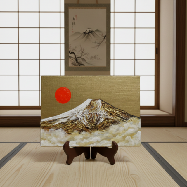 開運インテリア】油彩画「黄金富士に旭日」SM号 | iichi 日々の暮らし