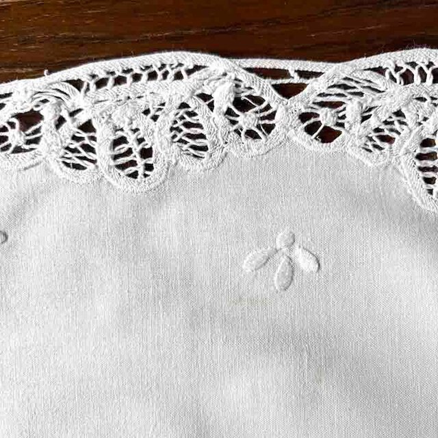 レトロ アンティーク 総刺繍 レースドイリー テーブル ラウンド 白 テーブルセンター ランナー 白地縁レース 刺繍 ドイリー テーブル