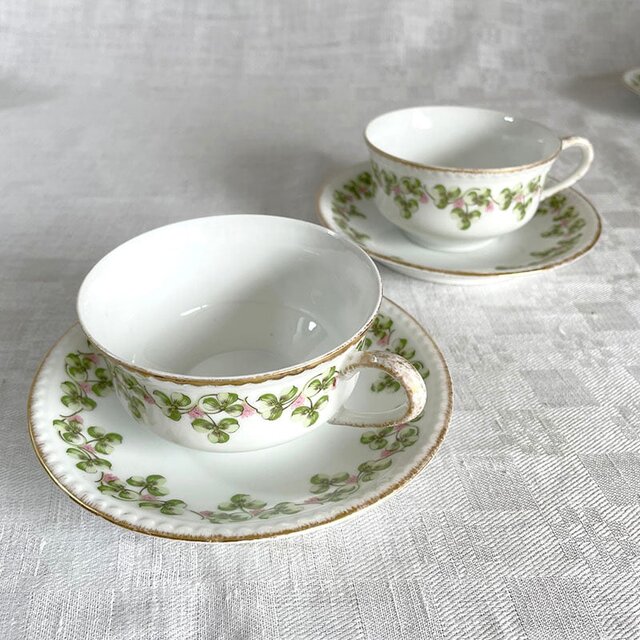 カップ＆ソーサー リモージュ クローバー Limoges 金彩 19twd18-2