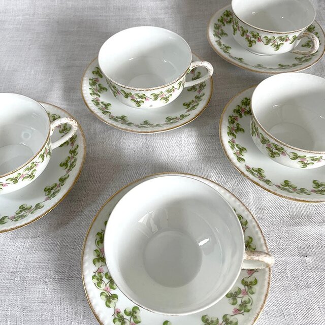 カップ＆ソーサー リモージュ クローバー Limoges 金彩 19twd18-2