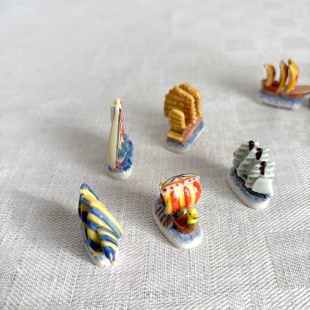 フェーブ 陶器ミニチュア10個セット 帆船 LA MARINE ROYALE