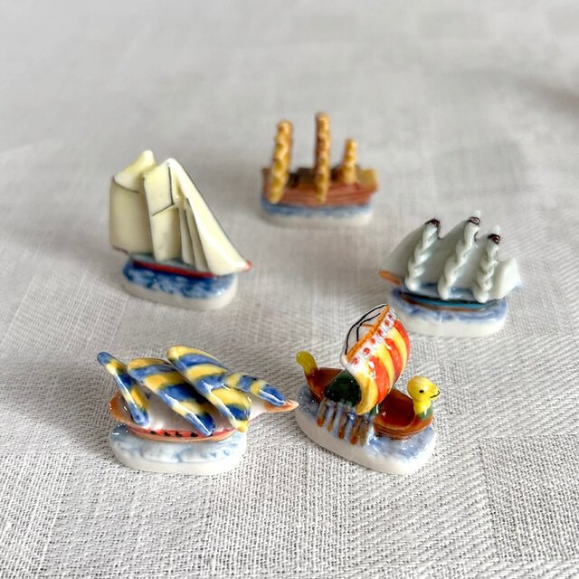 フェーブ 陶器ミニチュア10個セット 帆船 LA MARINE ROYALE