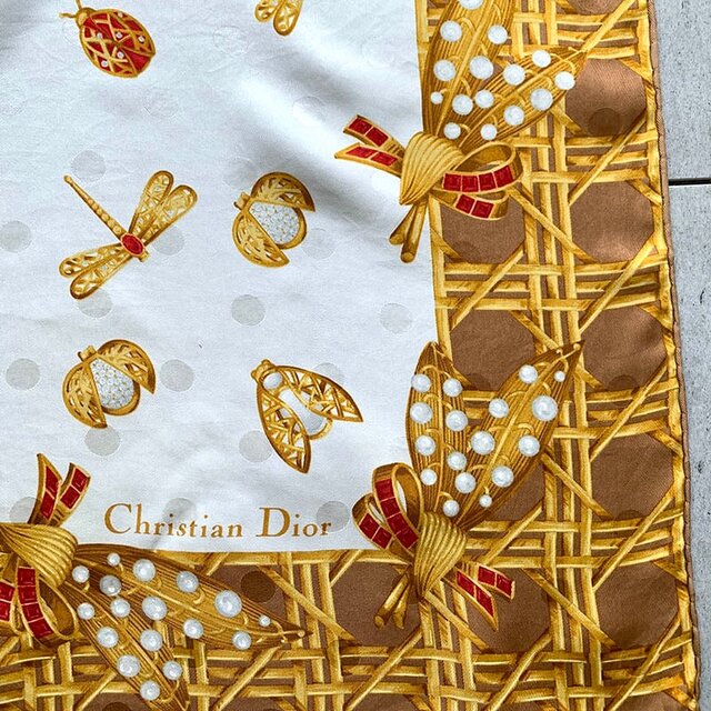 シルクスカーフ カレ クリスチャンディオール トンボ てんとう虫