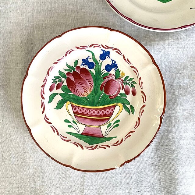 飾り皿 プレート 手描き花籠 リュネヴィル サンクレモン 12TWcf67