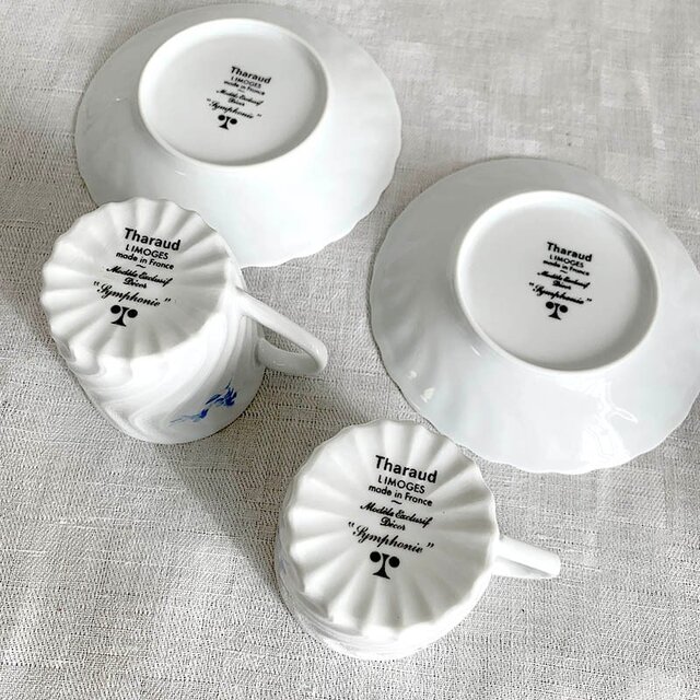 リモージュ Tharaud コーヒーカップ ソーサー ブルー花模様 | iichi