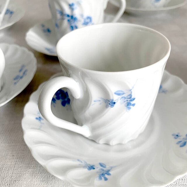 リモージュ Tharaud コーヒーカップ ソーサー ブルー花模様 | iichi