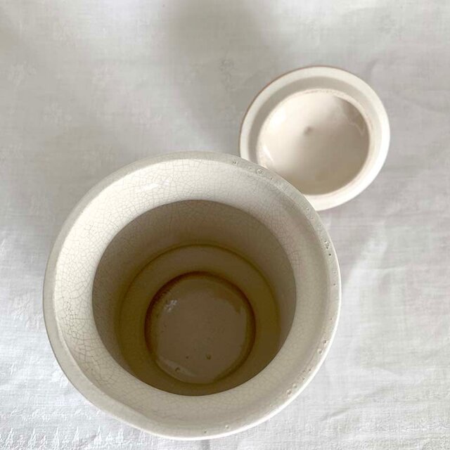 蓋付き壺 お花のポット・陶器キャニスター コーヒー豆入れ 12twcp5