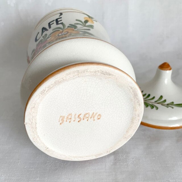 蓋付き壺 お花のポット・陶器キャニスター コーヒー豆入れ 12twcp5