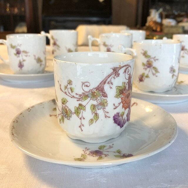Limoges リモージュ カップ＆ソーサー 5客セット 花柄 ホワイト 箱無し