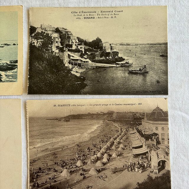 アンティークポストカード 風景 海辺 1920-1930年代 未使用6枚セット