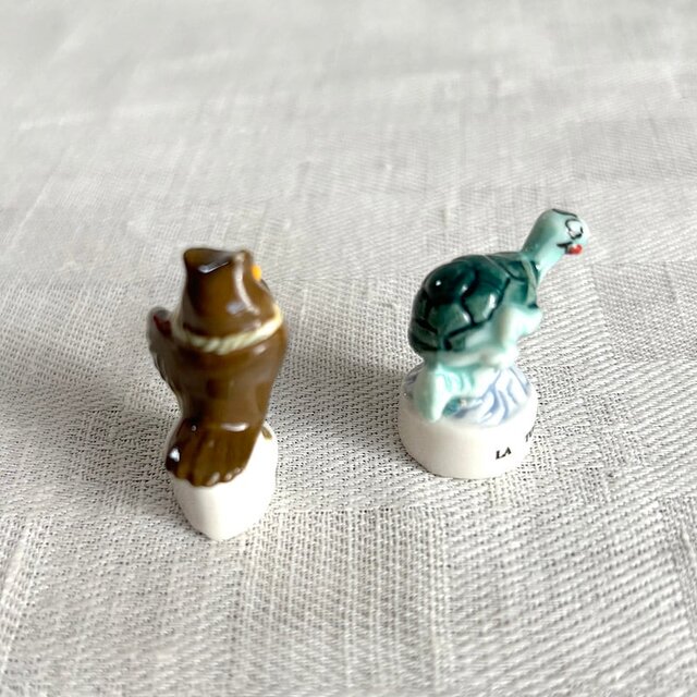 フェーブ 陶器ミニチュア ふくろう かめ 2個セット ガロットデロア