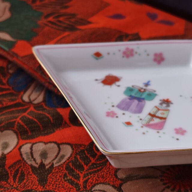 庫山窯 前畑陶器 ひな祭り 雛絵巻 菱形 美濃焼 岐阜 日本 | iichi 日々