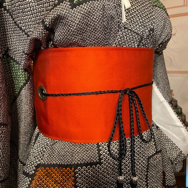 着物リメイク ワンピース／ドレス／洗える化繊 帯サッシュベルト 和洋