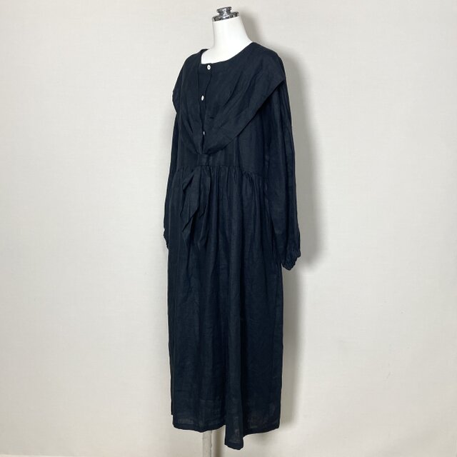 ☆仕立て済み・即納品☆セーラーりぼんのふわっとワンピース 長袖◇黒
