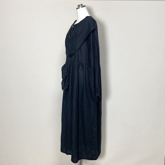 ☆仕立て済み・即納品☆セーラーりぼんのふわっとワンピース 長袖◇黒