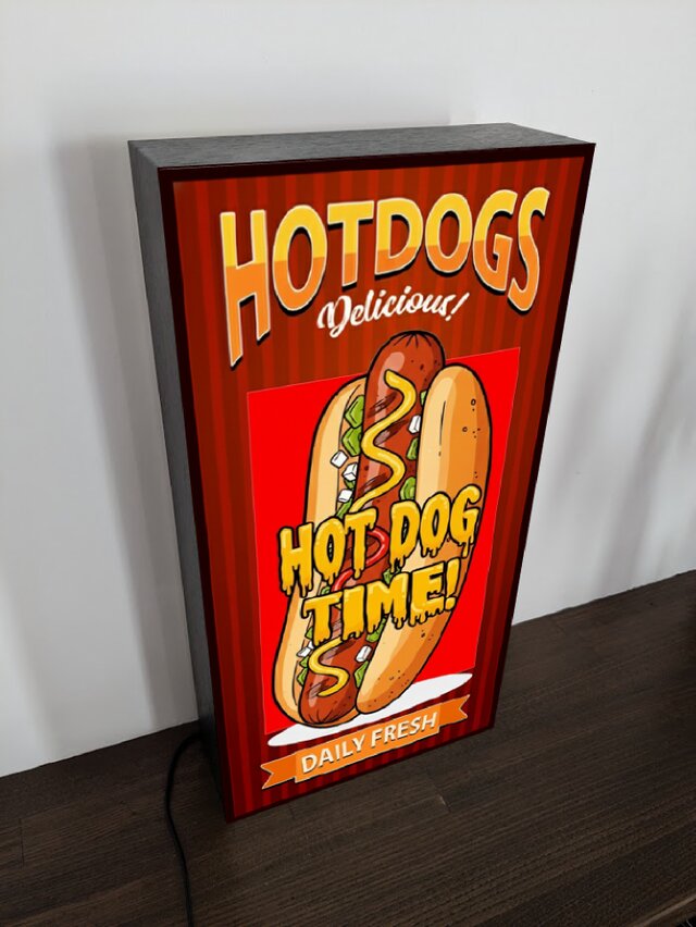 【Lサイズ】ホットドック サンドイッチ 看板 置物 アメリカン雑貨 ライトBOX Lサイズ】ホットドック サンドイッチ 店舗 屋台 キッチンカー 照明