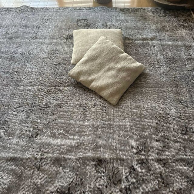 超大判182×293 貴重グレイオーバーダイ メダリオン トルコヴィンテージ