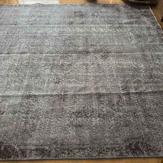 超大判182×293 貴重グレイオーバーダイ メダリオン トルコヴィンテージ