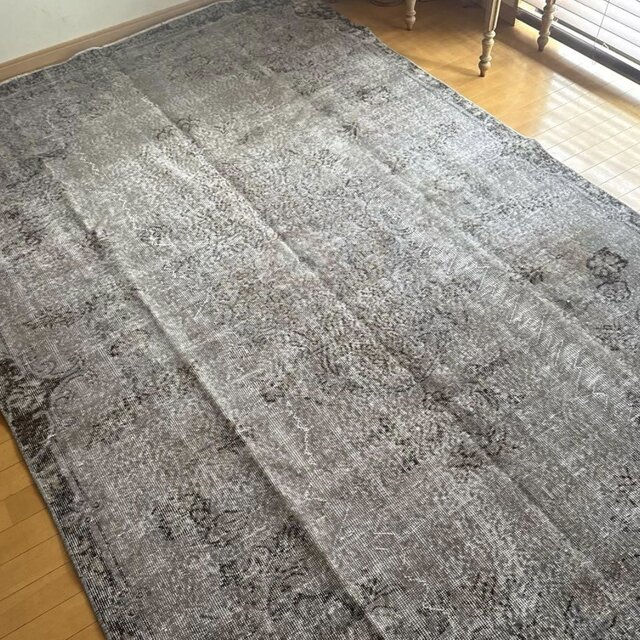 超大判182×293 貴重グレイオーバーダイ メダリオン トルコヴィンテージ