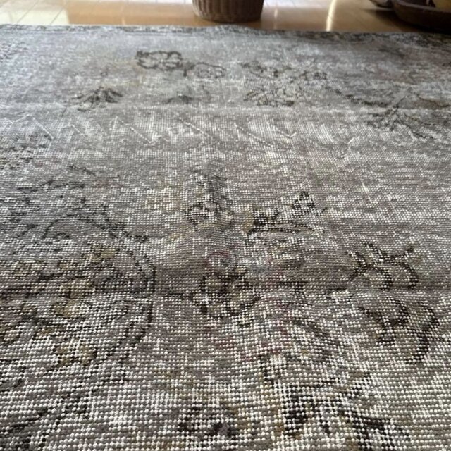 超大判182×293 貴重グレイオーバーダイ メダリオン トルコヴィンテージ